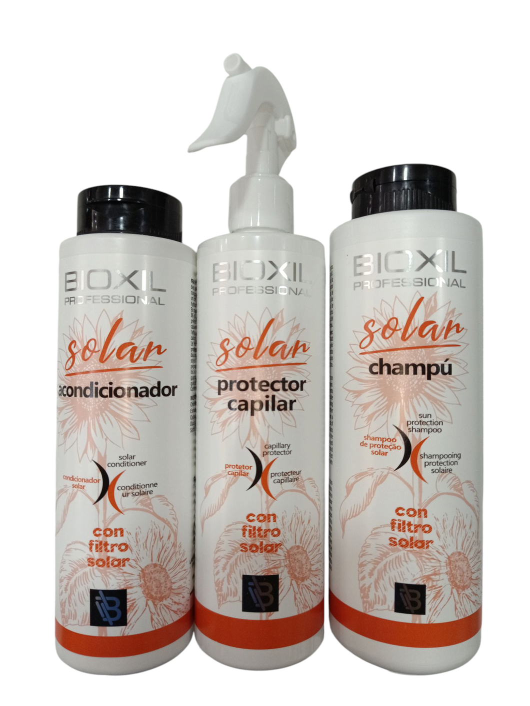 PACK SOLAR COMPUESTO CHAMPU, ACONDICIONADOR Y PROTECTOR BIOXIL.