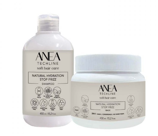 PACK ANEA  NATURAL HYDRATION. STOP FRIZZ CHAMPU Y MASCARILLA 450ML