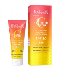 Cargar imagen en el visor de la galería, Crema Protectora Vitamina C triple acción Crema facial hidratante y protectora con FPS 50, 30 ml.

